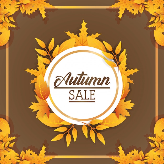 Etiqueta circular de venta de otoño