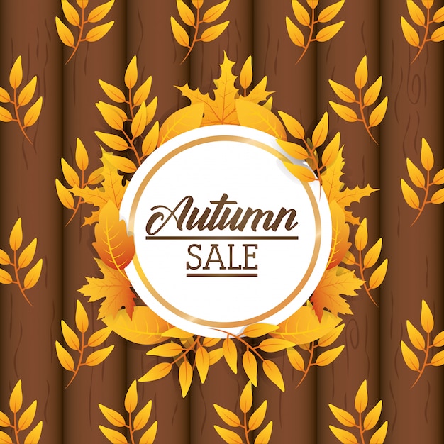 Etiqueta circular de venta de otoño