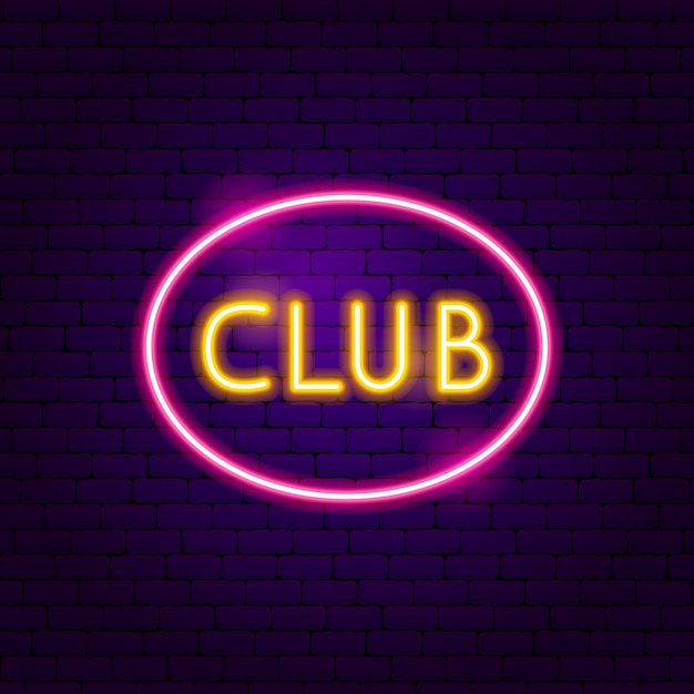 Etiqueta club neon. ilustración de vector de promoción callejera.