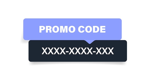 Etiqueta de código promocional Banner de código de cupón aislado sobre fondo blanco Ilustración vectorial