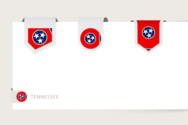 Etiqueta colección de banderas del estado de ee. uu. tennessee en diferentes formas plantilla de bandera de cinta de tennessee