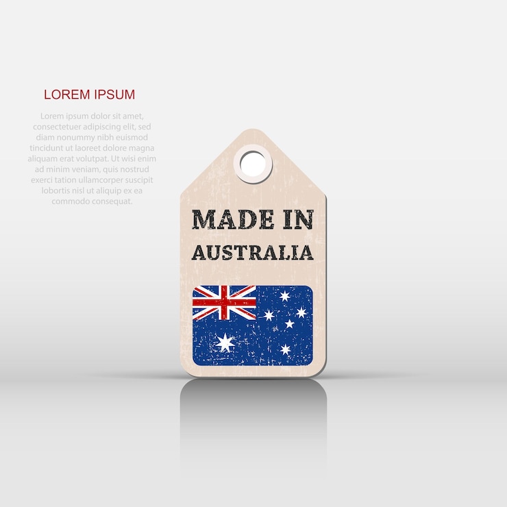 Vector etiqueta colgante hecha en australia con bandera ilustración vectorial