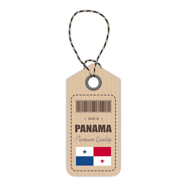 Etiqueta colgante hecha en Panamá con icono de bandera aislado en una ilustración vectorial de fondo blanco