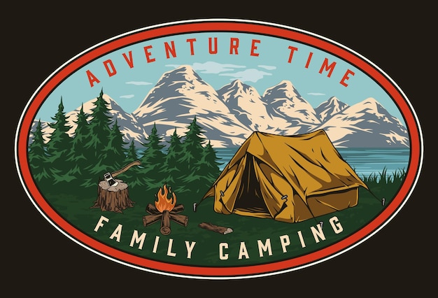 Etiqueta de color vintage para el campamento