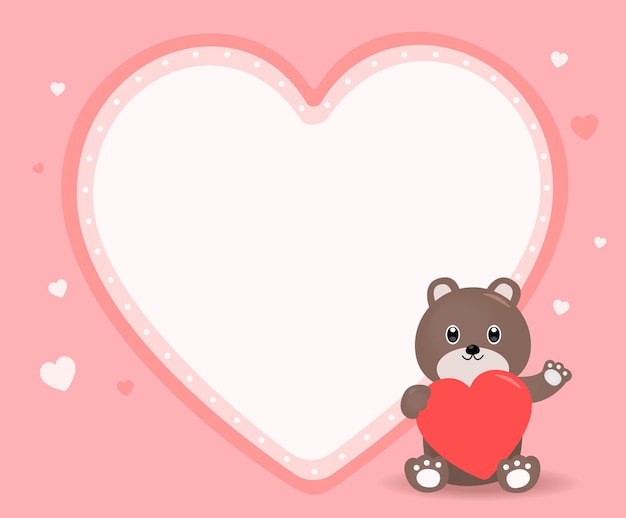 Etiqueta de corazón de memo con chocolate e ilustración de oso de San Valentín para aniversario y día blanco