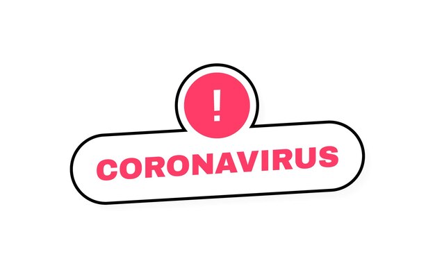 Etiqueta de coronavirus covid19 con signo de exclamación virus wuhan de china sin infección y detener los conceptos de coronavirus célula de coronavirus peligrosa ilustración vectorial