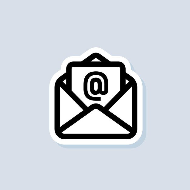 Etiqueta de correo electrónico. Sobre abierto. Logotipo del boletín. Iconos de correo electrónico y mensajería. Campaña de marketing por correo electrónico. Vector sobre fondo aislado. EPS 10.