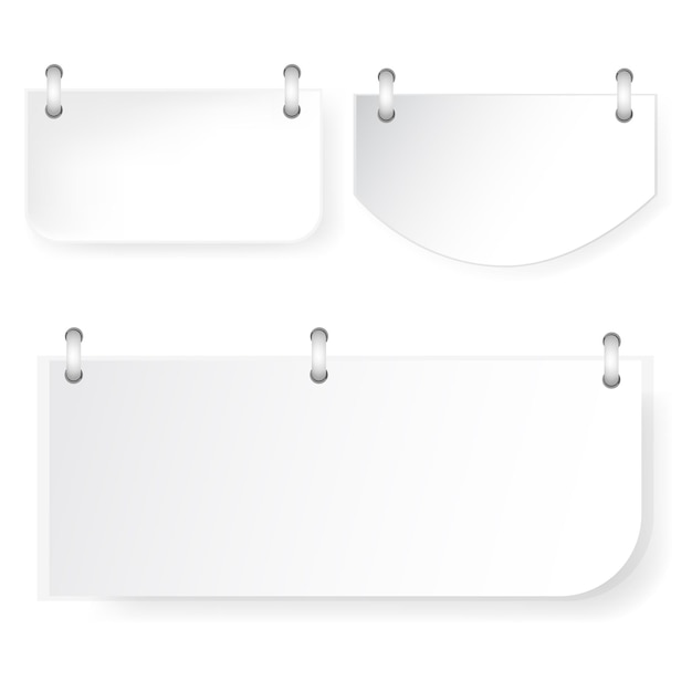 Etiqueta de corte de papel blanco de estilo Vector Simple Set 3 con carpeta espiral