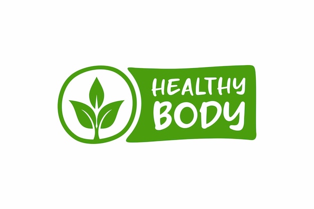 Etiqueta de cuerpo saludable Logotipo de cuidado de salud y belleza de vector Etiquetas y elementos dibujados a mano para el cuerpo de salud