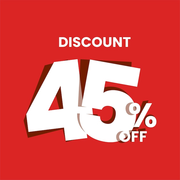 Etiqueta de descuento con un 45 por ciento de descuento