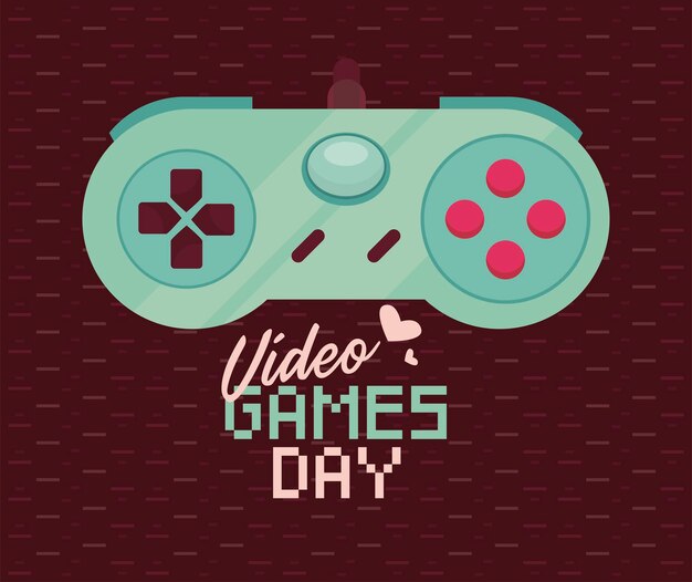 Vector etiqueta del día de los videojuegos