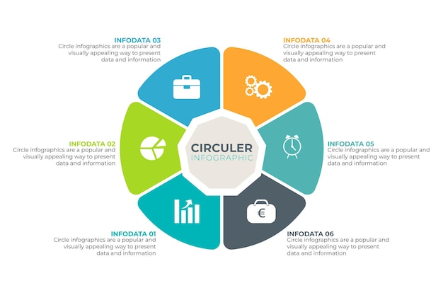 Etiqueta de diseño de círculo infográfico vectorial con iconos TemplateInforgraphic Template