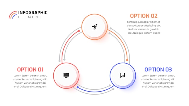 Etiqueta de diseño de línea delgada de plantilla de infografía empresarial con opción de icono 3