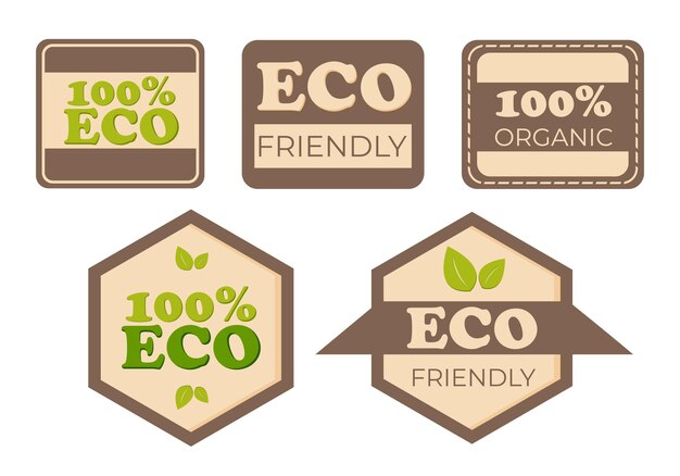 etiqueta ecológica signo ecológico concepto ecológico bio vegano eco y otros iconos vector illu