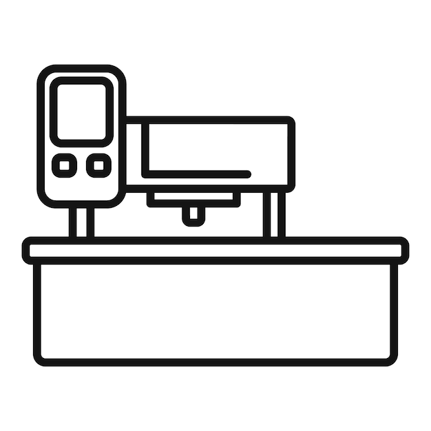 Etiqueta de energía icono de máquina cnc contorno vector Flash computadora numérica