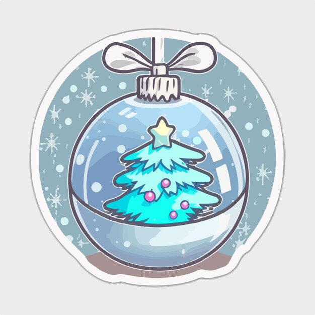 Vector etiqueta engomada de la bola de navidad pegatinas de adorno de bolas de navidad colección newyear