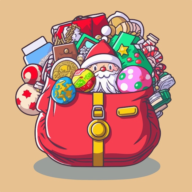 Etiqueta engomada de la bolsa de Papá Noel de Navidad bolsa de Navidad llena de juguetes colección de pegatinas Colección de invierno