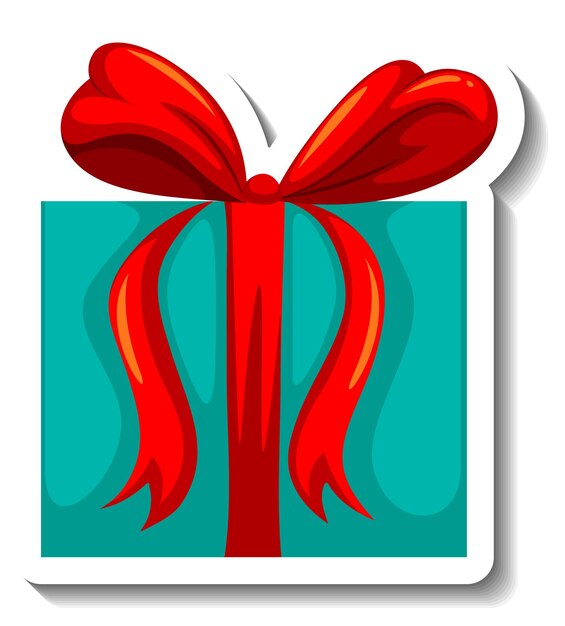 Etiqueta engomada de la caja de regalo aislada