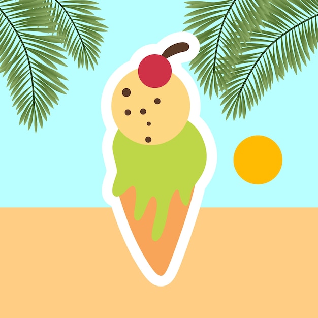 Vector etiqueta engomada colorida del icono del verano del helado