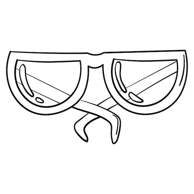 Vector etiqueta engomada del doodle con gafas simples