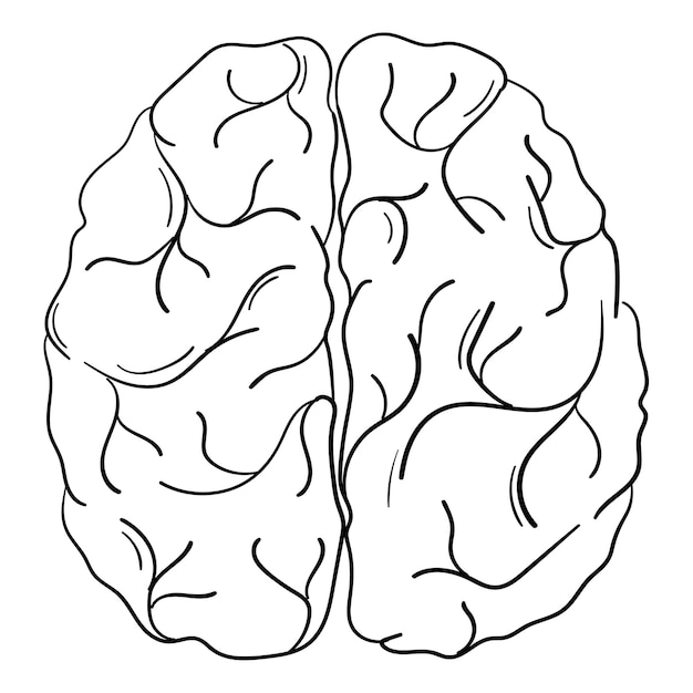 Etiqueta engomada del doodle imagen simple del cerebro