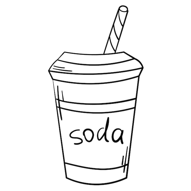 Etiqueta engomada del Doodle un vaso de bebida refrescante