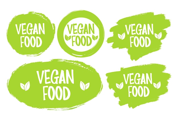 Etiqueta engomada de la estampilla de comida vegana ilustración vectorial