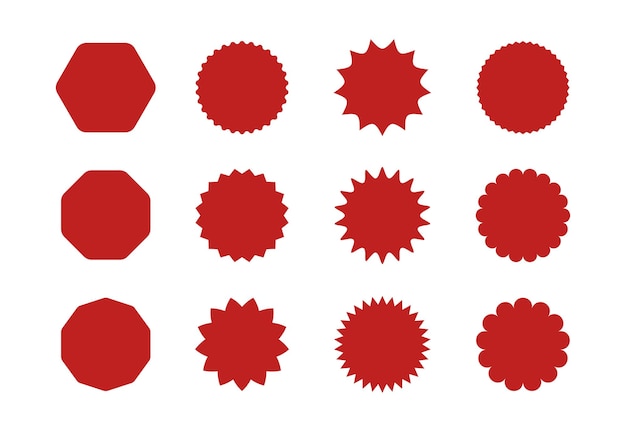 Vector etiqueta engomada de la estrella de llamada etiqueta de la insignia del precio de starburst icono de etiqueta promocional con borde festoneado círculos de venta ondulados y sellos de elipse ilustración vectorial aislada en fondo blanco