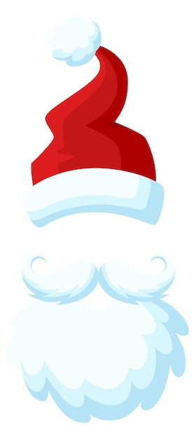 Vector etiqueta engomada de la foto de la navidad del sombrero rojo de papá noel con la barba blanca