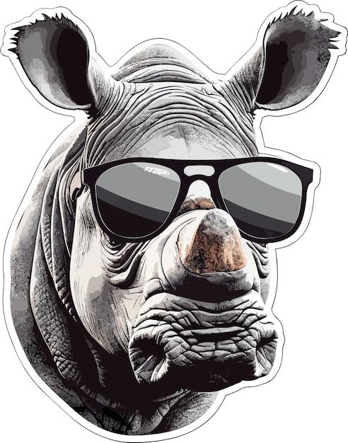 etiqueta engomada fresca de las gafas de sol del desgaste del rinoceronte