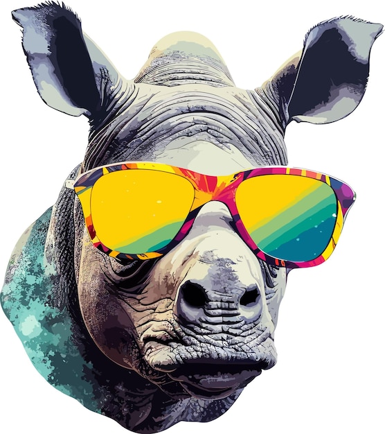 etiqueta engomada fresca de las gafas de sol del desgaste del rinoceronte