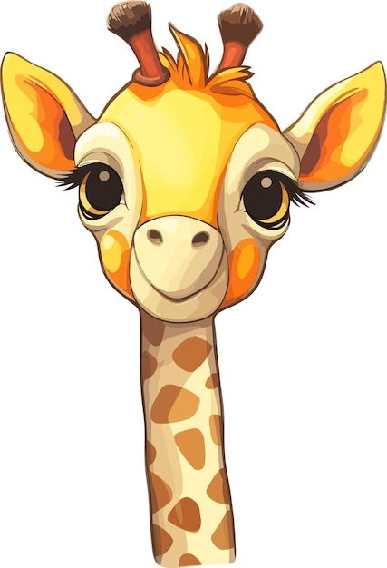 Etiqueta engomada de la jirafa del kawaii de la ilustración del vector