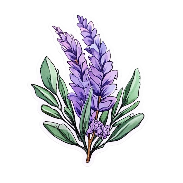 Etiqueta engomada de la lavanda de la acuarela de Boho 1