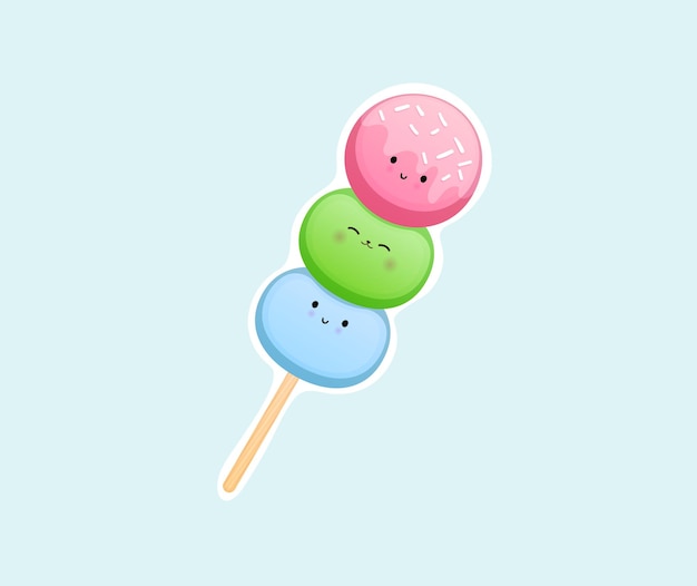 Etiqueta engomada linda feliz sonriente del postre dulce Vector Premium