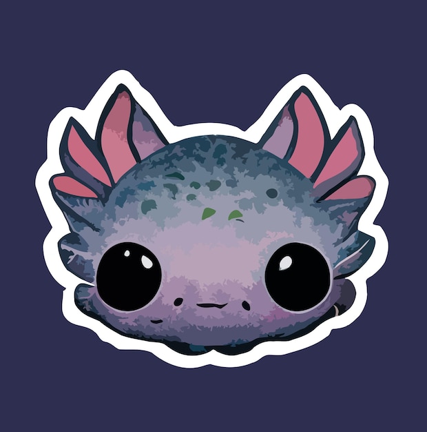 Etiqueta engomada linda de la pintura de la acuarela de Axolotl, imágenes prediseñadas de ilustración de kawaii axolotl