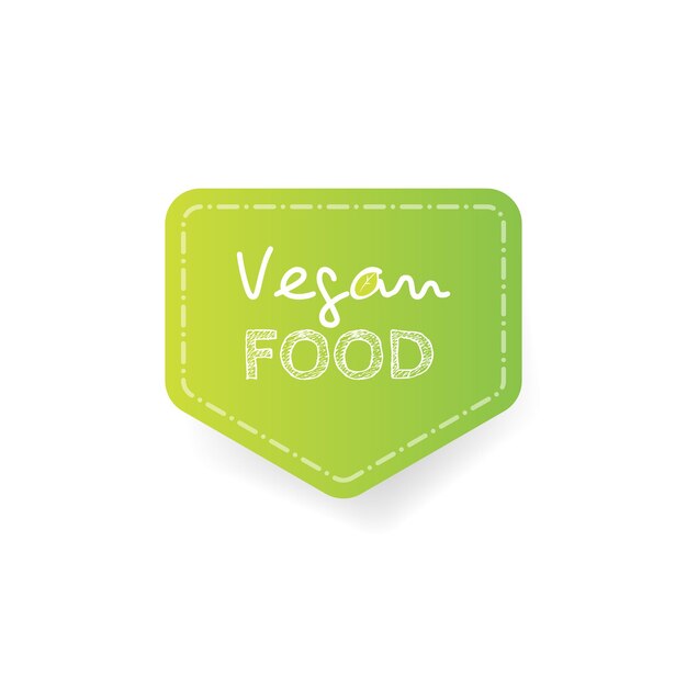 Vector etiqueta engomada del logotipo dibujado a mano de dibujos animados vector doodle. comida vegana.