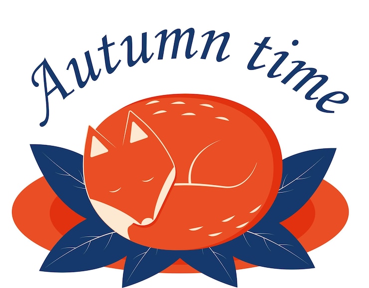 Vector etiqueta engomada de otoño, icono de zorro dormido con fondo transparente