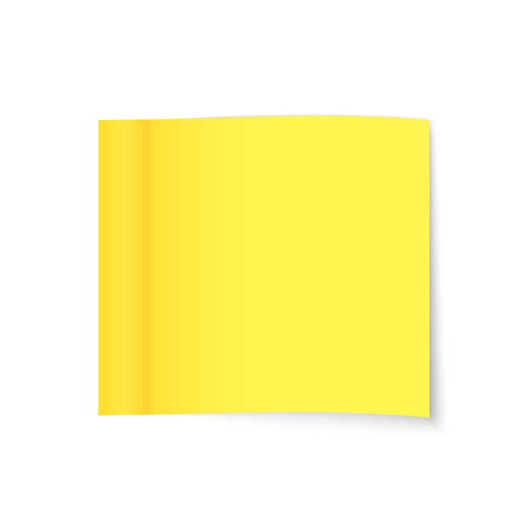 Vector etiqueta engomada de papel amarillo - ilustración vectorial. pegatina cuadrada en blanco. publicar nota aislada.