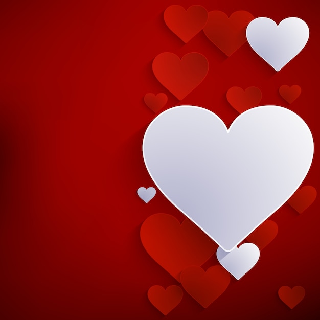 Etiqueta engomada de papel de corazón rojo con sombra.