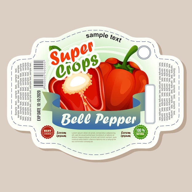 etiqueta engomada del pimiento