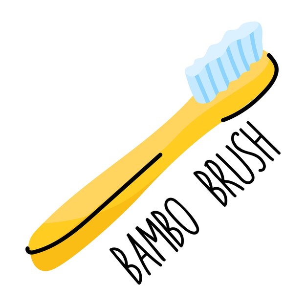 Etiqueta engomada plana de cepillo de bambú, diseño editable