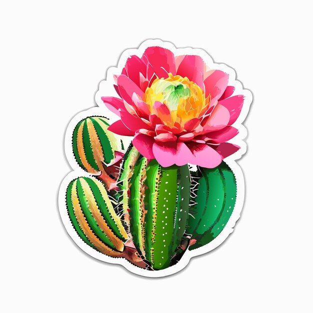 Vector etiqueta engomada de la planta del desierto de la flor del cactus