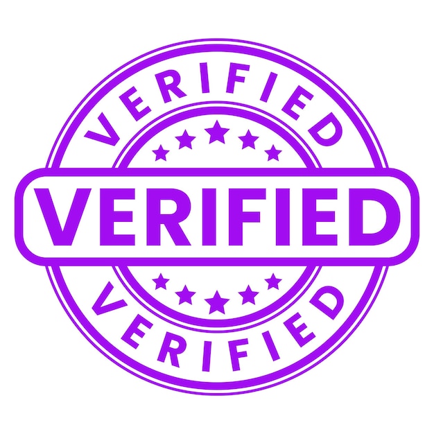 Etiqueta engomada púrpura verificada del sello con la ilustración del vector de las estrellas