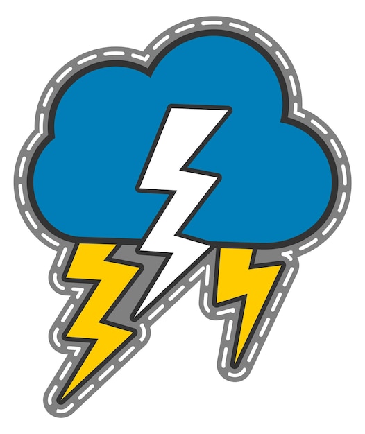 Etiqueta engomada de la tormenta Parche colorido de la nube y del relámpago