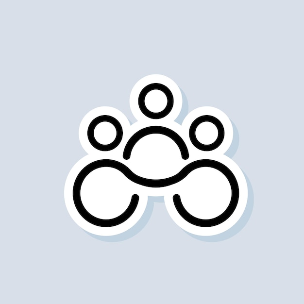 Etiqueta engomada del trabajo en equipo. Comunidad, logotipo de asociación empresarial. Logotipo de trabajo en equipo. Vector sobre fondo aislado. EPS 10.