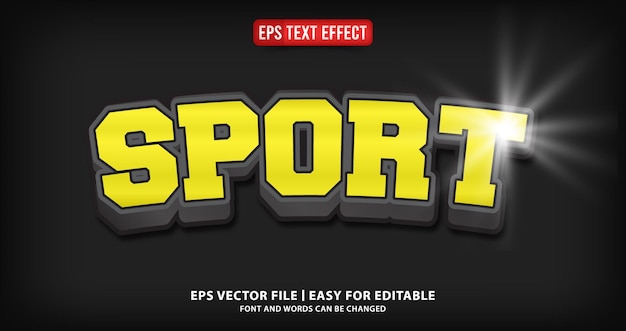 etiqueta engomada del vector del efecto del texto editable del deporte