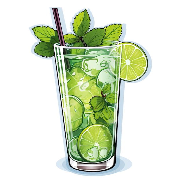 Vector etiqueta engomada del vector logo mojito vector fondo blanco isol