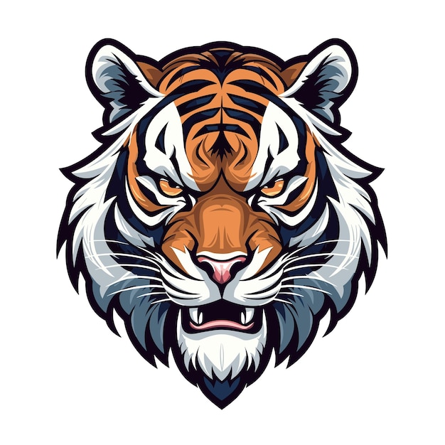 Etiqueta engomada del vector del logotipo del tigre