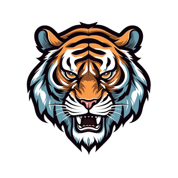 Etiqueta engomada del vector del logotipo del tigre