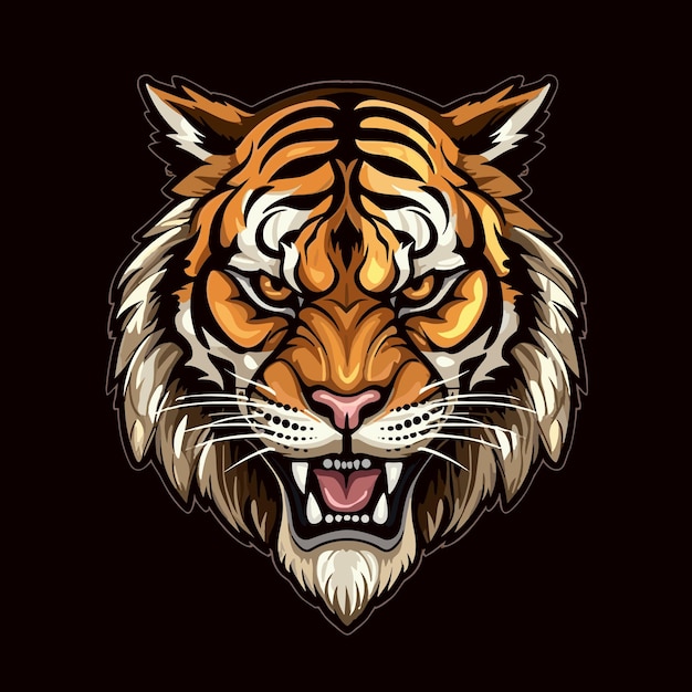 Etiqueta engomada del vector del logotipo del tigre